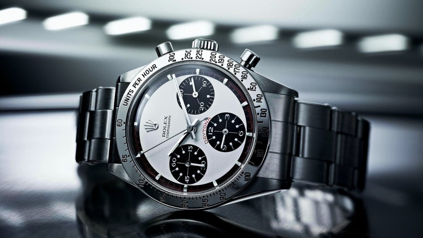 A vintage Rolex Cosmograph Daytona fitted with the exotic Paul Newman dial.
