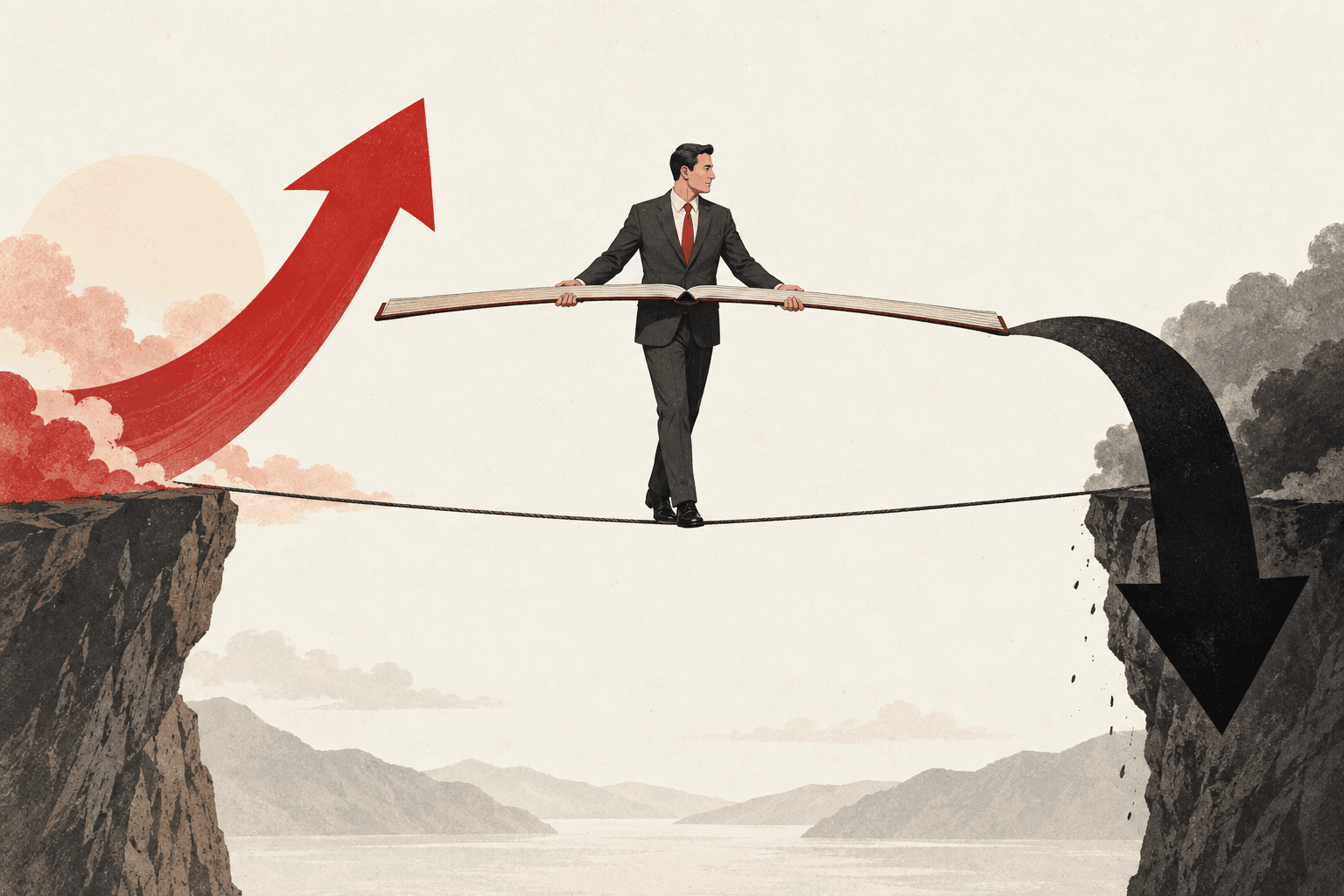 Editorial illustration about discipline, emotion and decision making in trading.