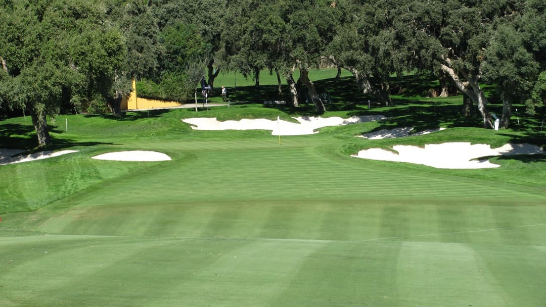 A view of Real Club Valderrama, the Robert Trent Jones-designed course that hosted the 1997 Ryder Cup and remains the structural reason serious golfers buy in Sotogrande.