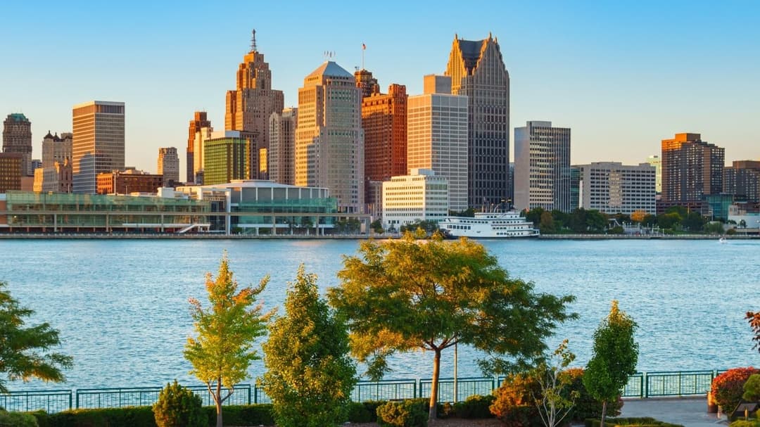 Detroit sunrise view