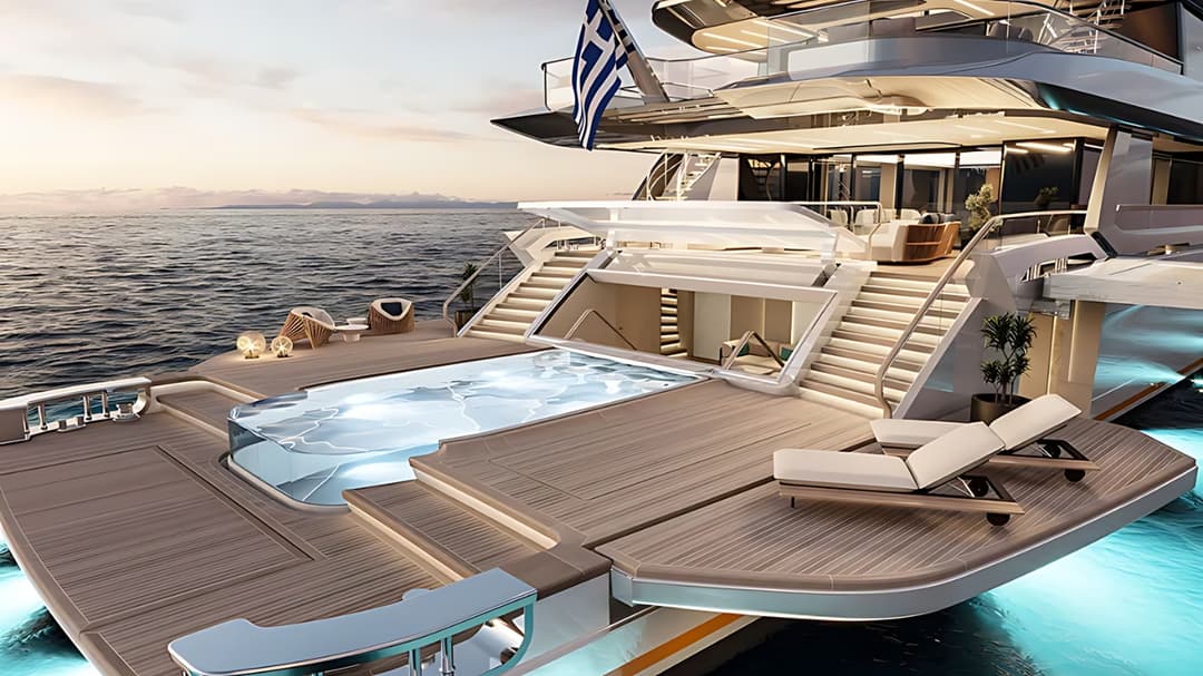 Yacht upgrades with Outdoor Deck and Entertainment Areas
