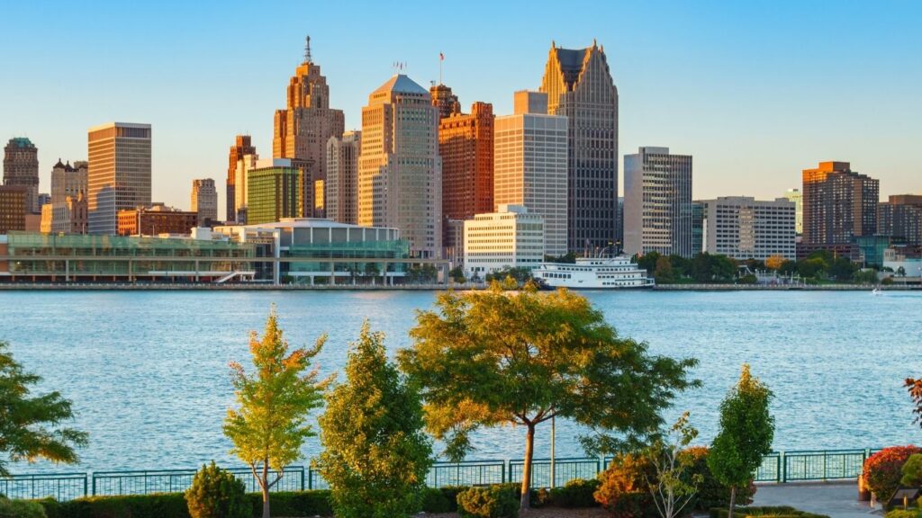 Detroit sunrise view