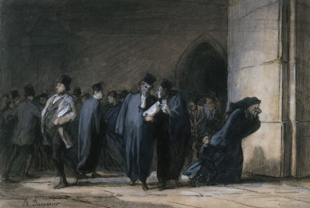 Palais de Justice ink pen gouache paper 1850