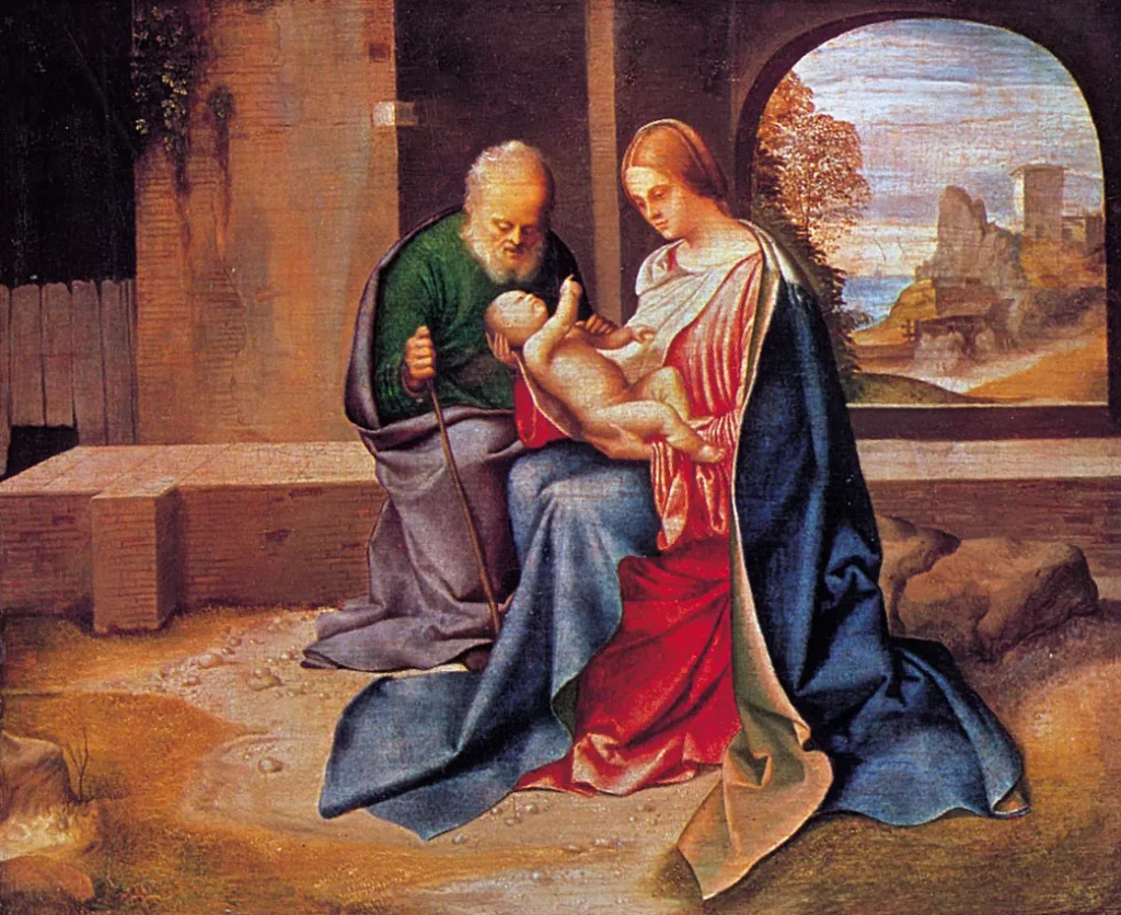 The Holy Family, oil on panel transferred to hardboard, by Giorgione, c. 1500 best renaissance artists