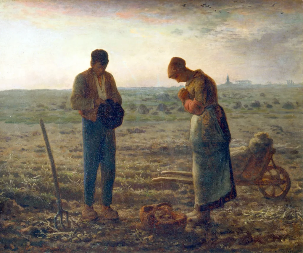 L Angelus oil on canvas by Jean Francois Millet