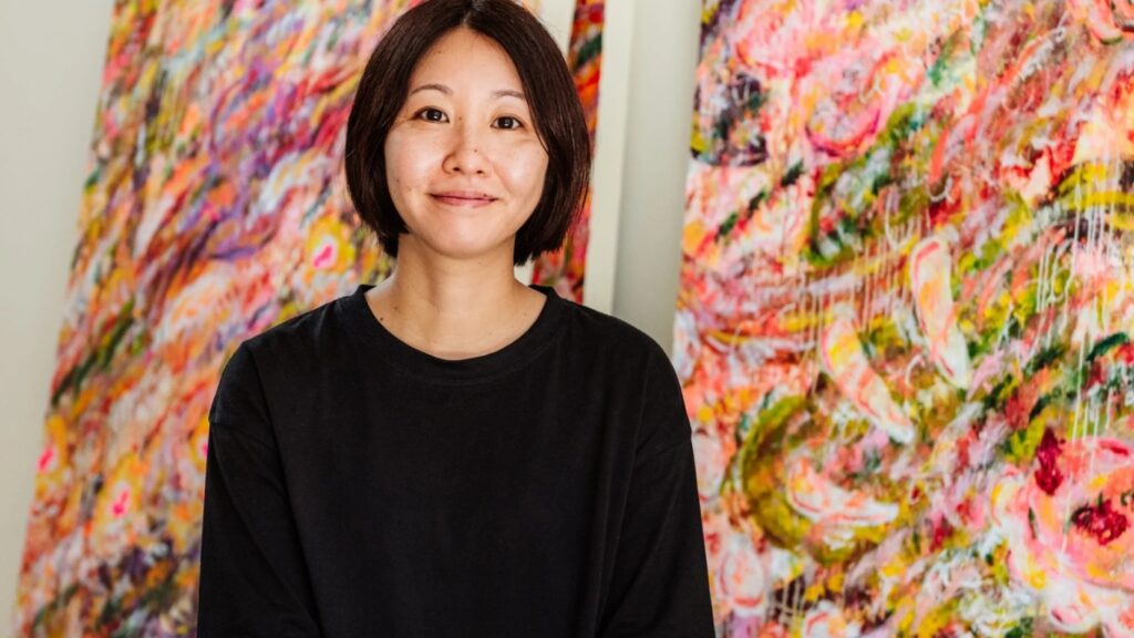 Ayako Rokkaku in her studio. Image courtesy of Avant Arte; © Natsuki Ludwig.